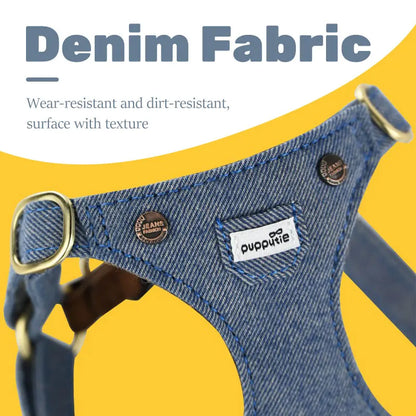 Denim Dog Harness Set